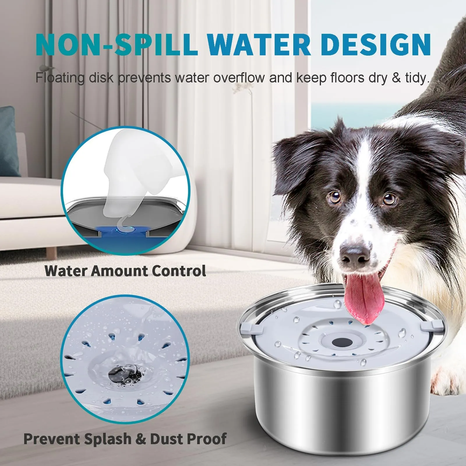 Decflow 10L Stainless Steel Dog Water Bowl - No Spill, Anti-Splash With XXL Silicone Mat | Slow Feeder For Messy Drinkers - View #7