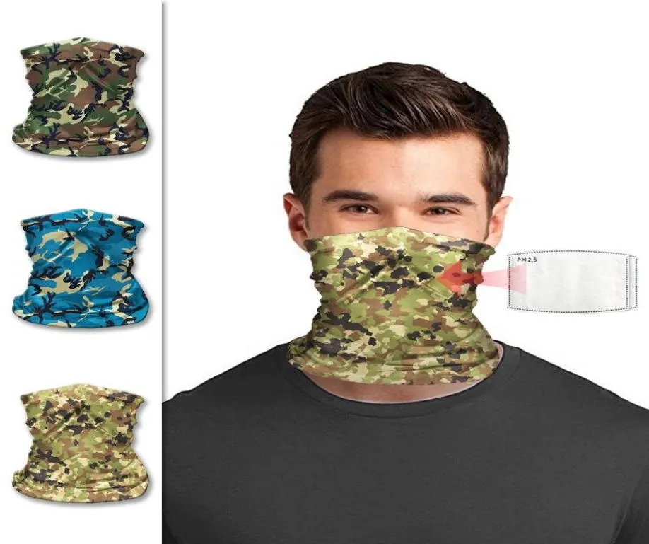 Açık Kamuflaj Bisiklet Maskesi Güneş Koruma Yüz Kapak Yetişkin Sihirli Eşarp Camo Bisiklet Bandana Maske Filtresi Olmayan 2232cm CCA123724493