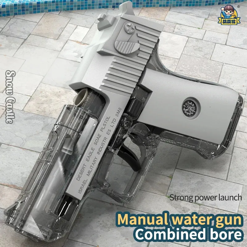 Desert Eagle Pistol Children Manual Water Gun Portable Summer Beach Outdoor Shooting Pistol Fight Fantasy Toys for Boys Kids Gam 240424