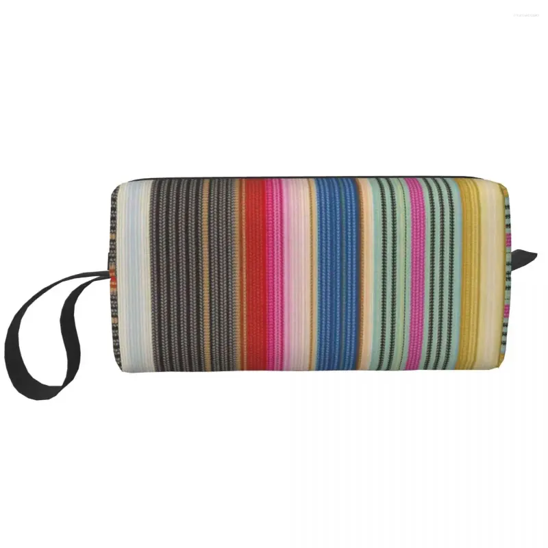 Storage Bags Luxury Fabric Stripes Texture Travel Cosmetic Bag Bohemian Boho Style Toiletry Makeup Organizer Ladies Beauty Dopp Kit
