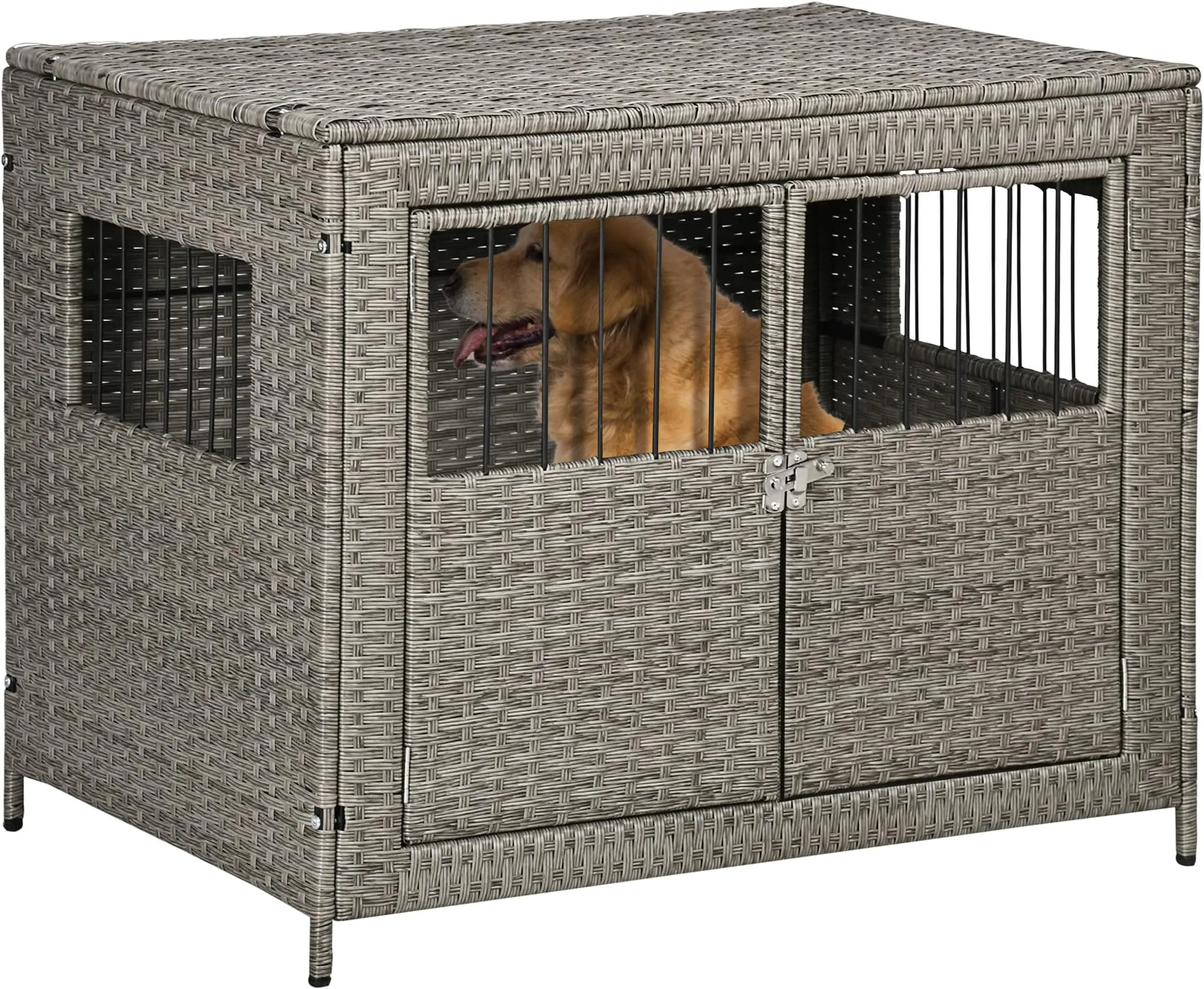Picture of DHgate.com:Rattan Dog Crate with Double Doors - Wicker Kennel for ...