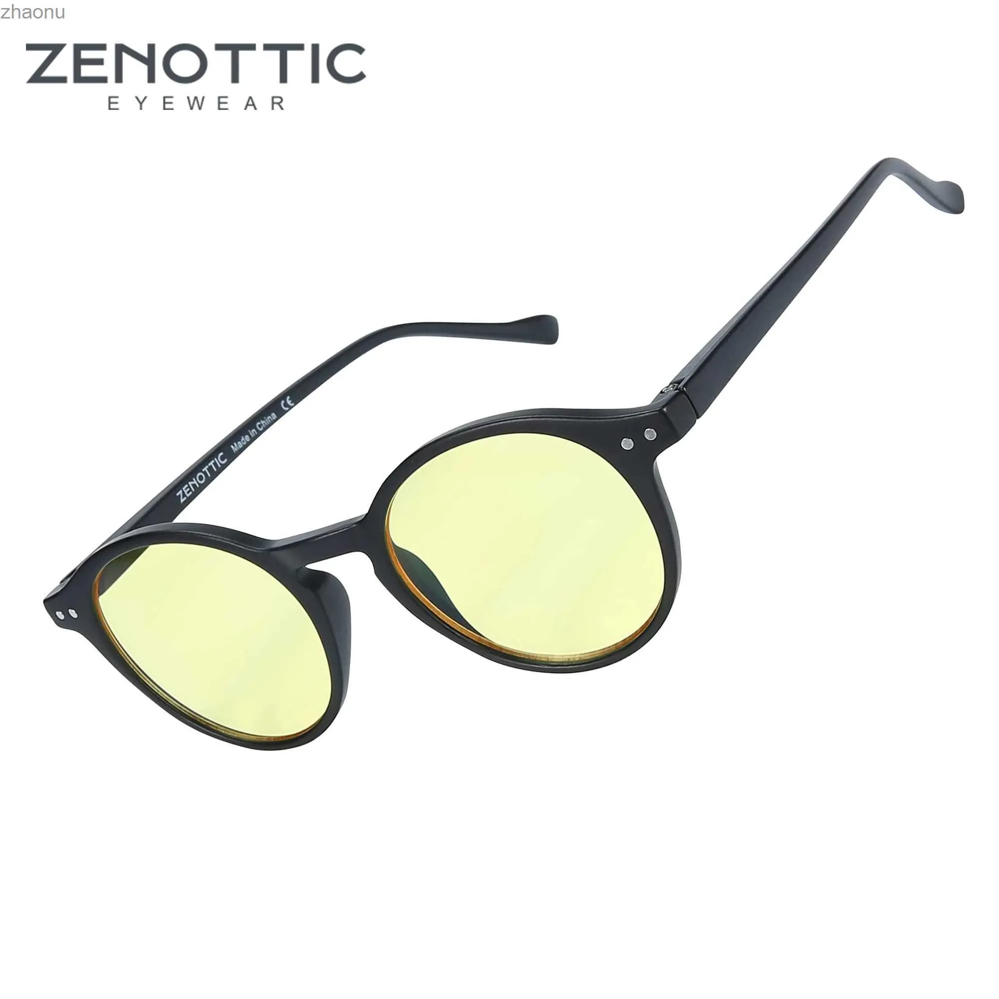 Lunettes de soleil Zenottique Round jaune polarisé Polarisé Day and Night Vision Lunes adaptées aux lunettes de protection des yeux Night Night Night