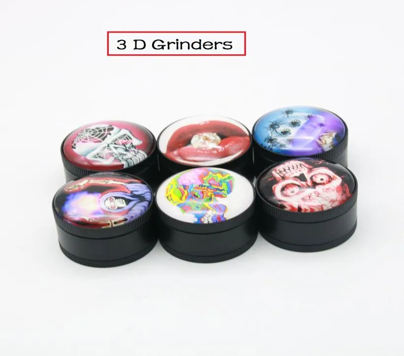 Grinder para fumar Creative 3D Impressão colorida gotejamento plástico threelayer liga de zinco moedor de fumaça diâmetro de 52 mm de fumaça de fumaça de metalcrus2463618