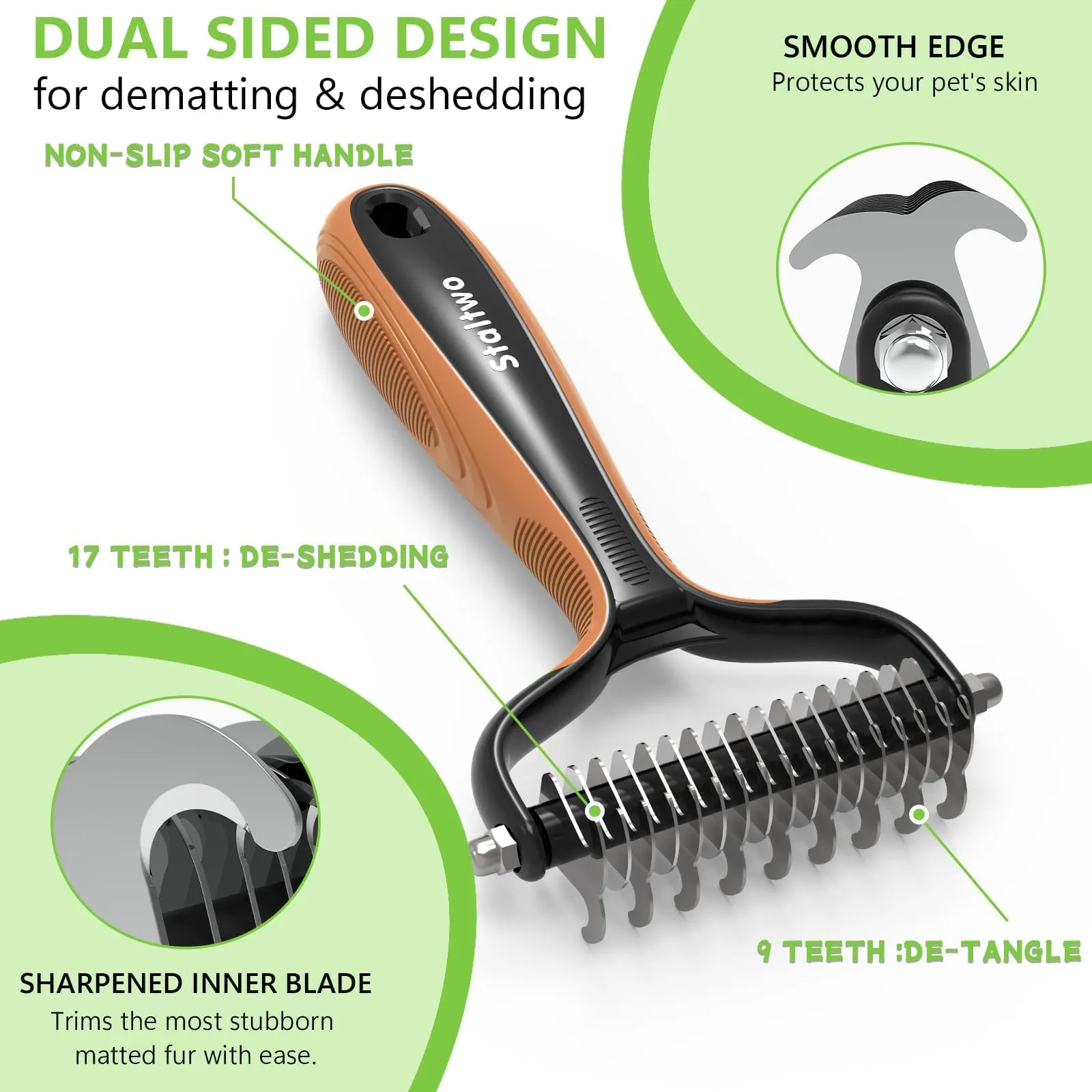 thumbnail image 2 of VeniCare Undercoat Rake – Dematting & Deshedding Grooming Brush For Long Haired Dogs & Cats 2 of 6