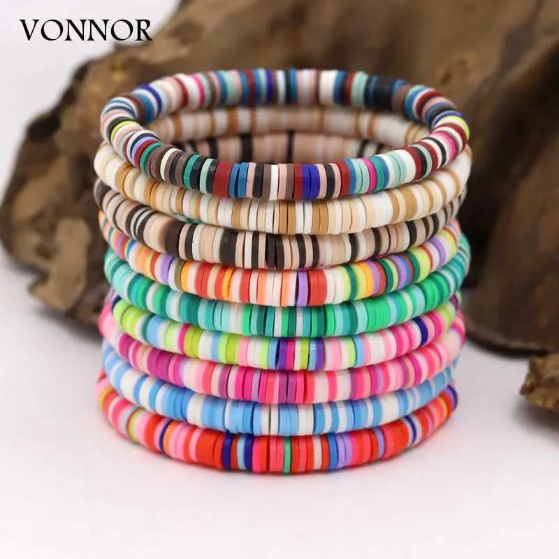 Bracelet pour femmes mignons perlé boho en argile colorée