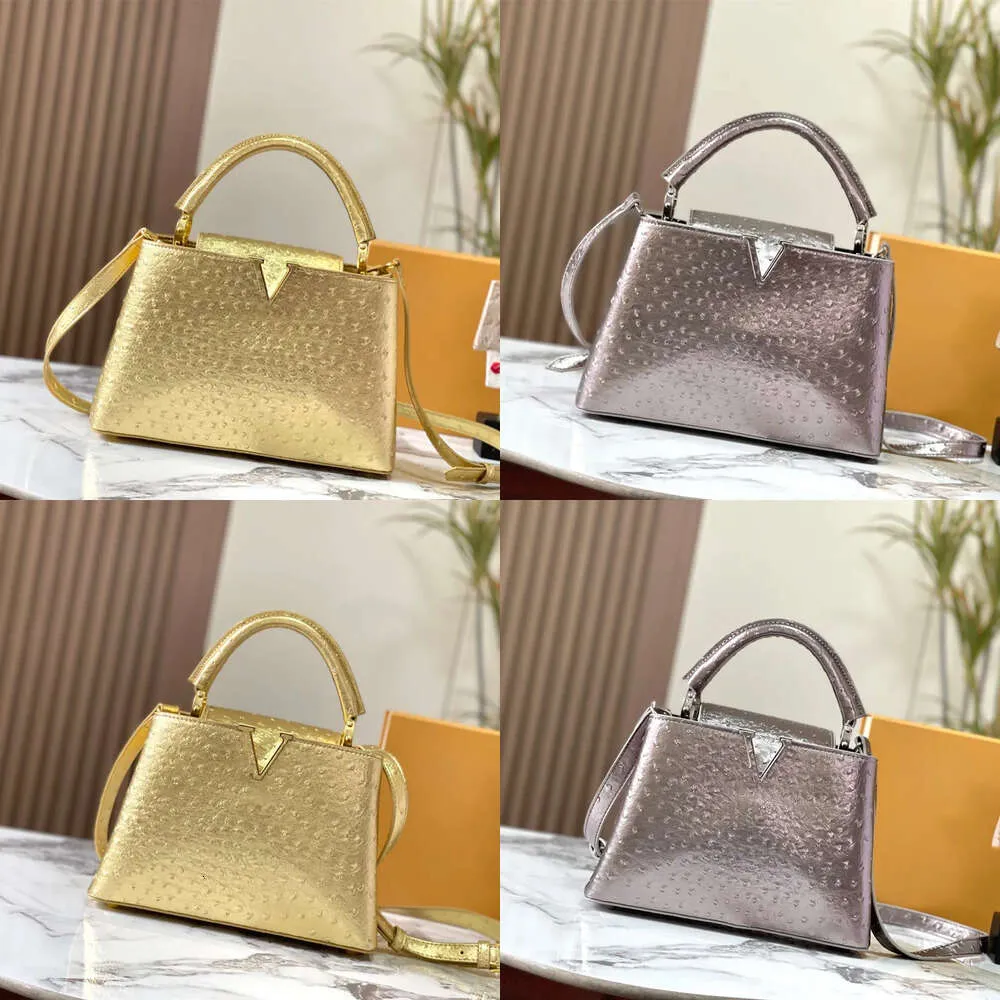 Women Ostrich Designer Handbag Genuine Leather V Shoulder Bags Capucines BB S Designers Handbags Crossbody Wallet Clutch Womens -12 s s s Original Quality