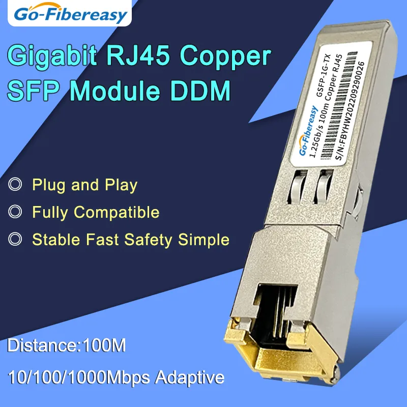 10 GB SFP till RJ45 Transceiver-modul SFP-10G-T 10GBASE-TX RJ45 Koppar 30m för Cisco/Mikrotik/Netgear/TP-Link Fiber Optical Switch