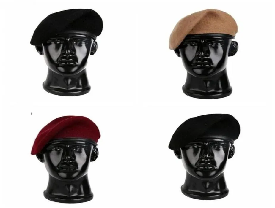 Berets Army Forces spéciales laine noir rouge Couleur Béret Hat Military Capberets2110052