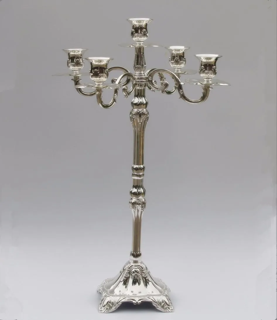 2014 Toppsäljande silverfinish 63 cm Candelabras med 5arms för bröllop eller fest Använd heminredning Användning7367896