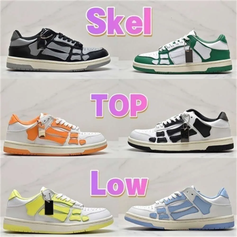 Designer Casual Shoes Men Women Skel Top Low sneakers mens Genuine Leather Sneaker Black grey white green lilac orange lime red Light Blue luxury sports trainers