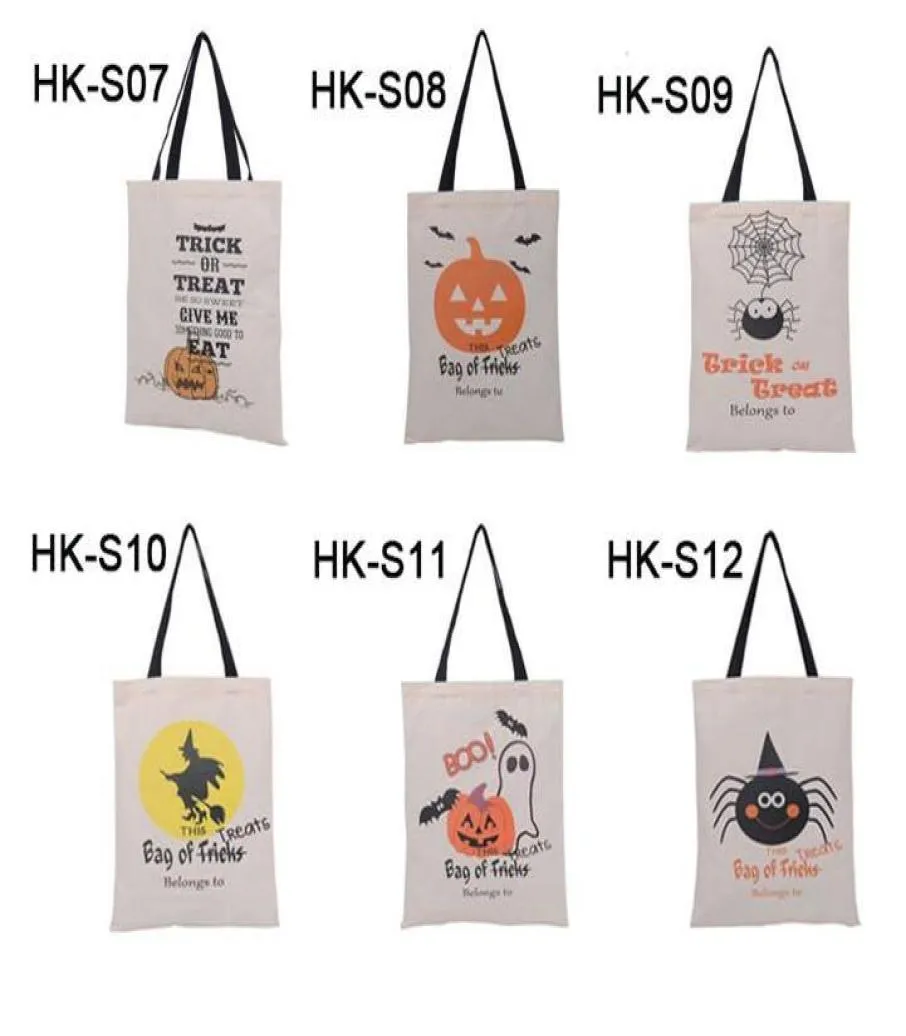 6 Styles Large Halloween Tote Bags Party Canvas Trick or Treat HandBag Creative Festival Spider Candy Gift Bag For Kids FT093746113