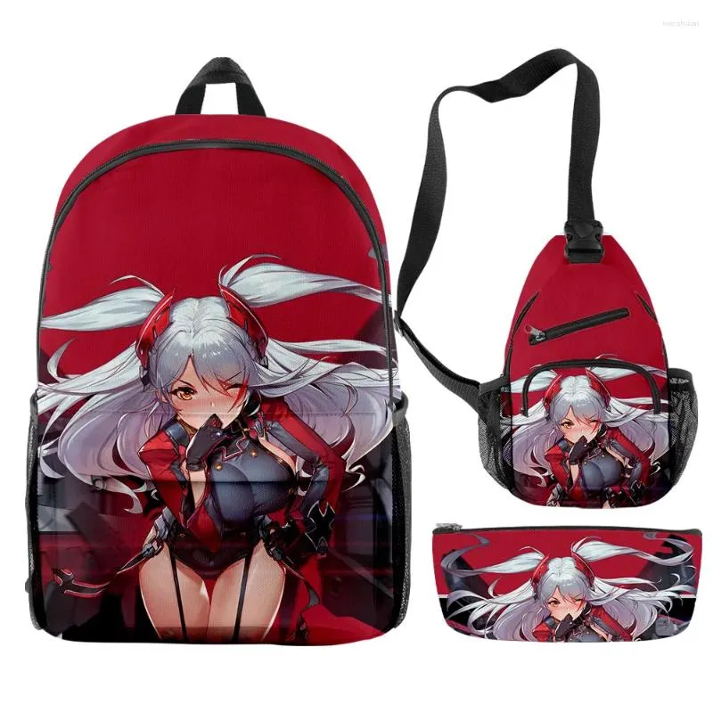 Backpack Creative Fashion Funny Azur Lane Game 3D Print 3pcs/Ustaw źrenicy szkolne torby