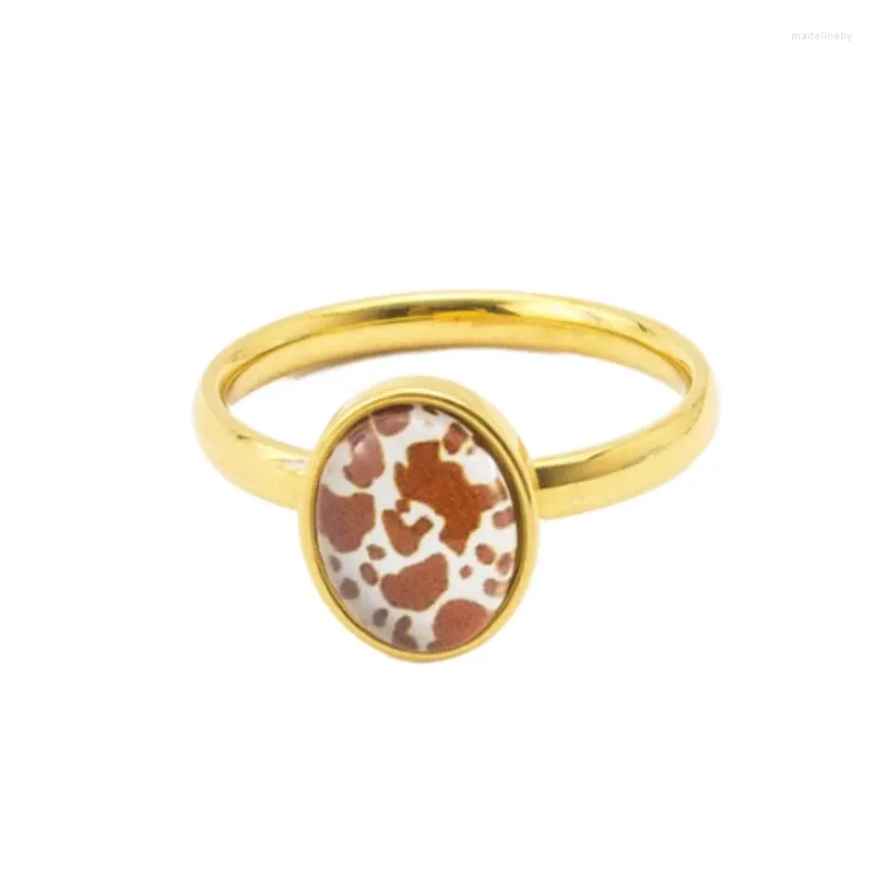 Cluster anneaux 2024 style punk forme ovale motif de girafe mariage pour les femmes hommes bijoux en acier inoxydable mode livraison gratuite