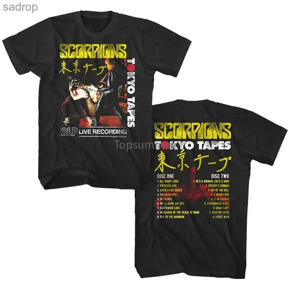 Men's T-Shirts Scorpion Tokyo Audio Tape Album Cover Art Mens T-shirt Japan Live Rock Band Tour Mens Summer Short sleeved T-shirtXW