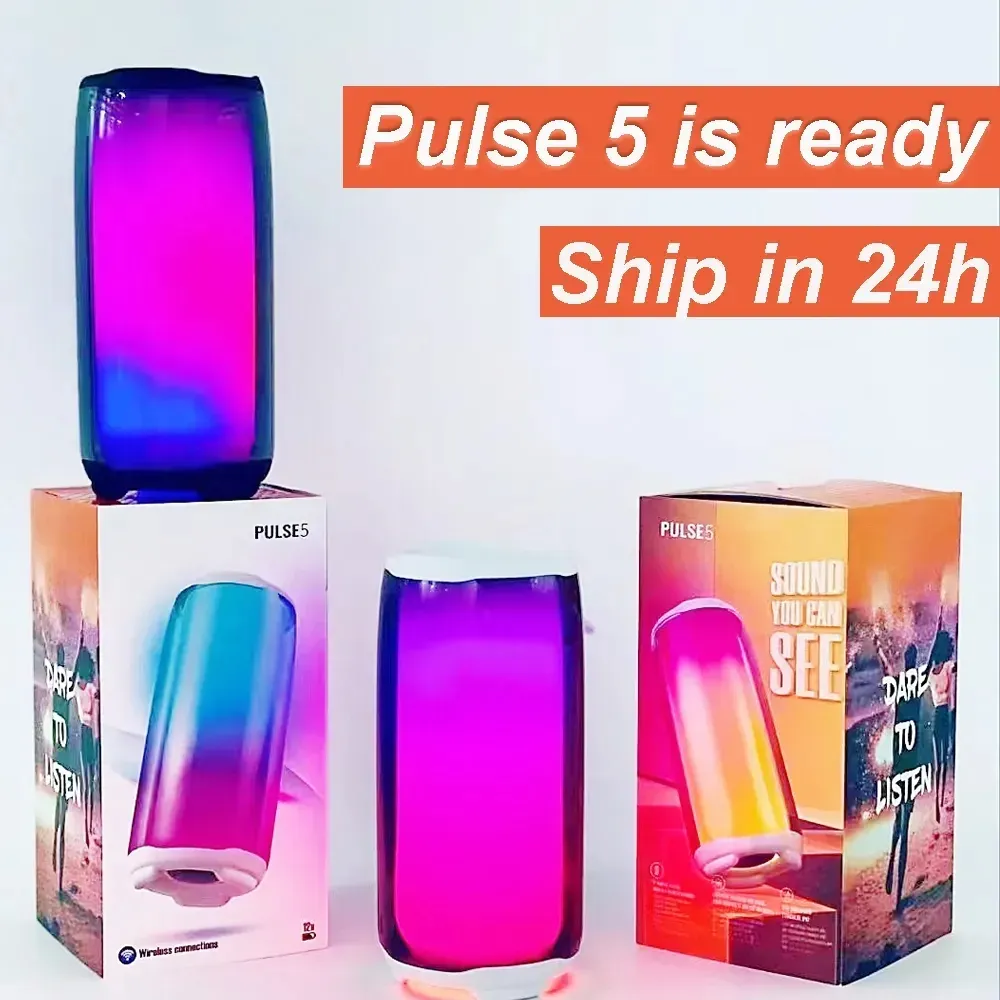 Factory wholesale 2024 Newest Pulse 5 Bluetooth speaker waterproof subwoofer RGB bass music portable audio system Wireless Portable Bluetooth Colorful LED light