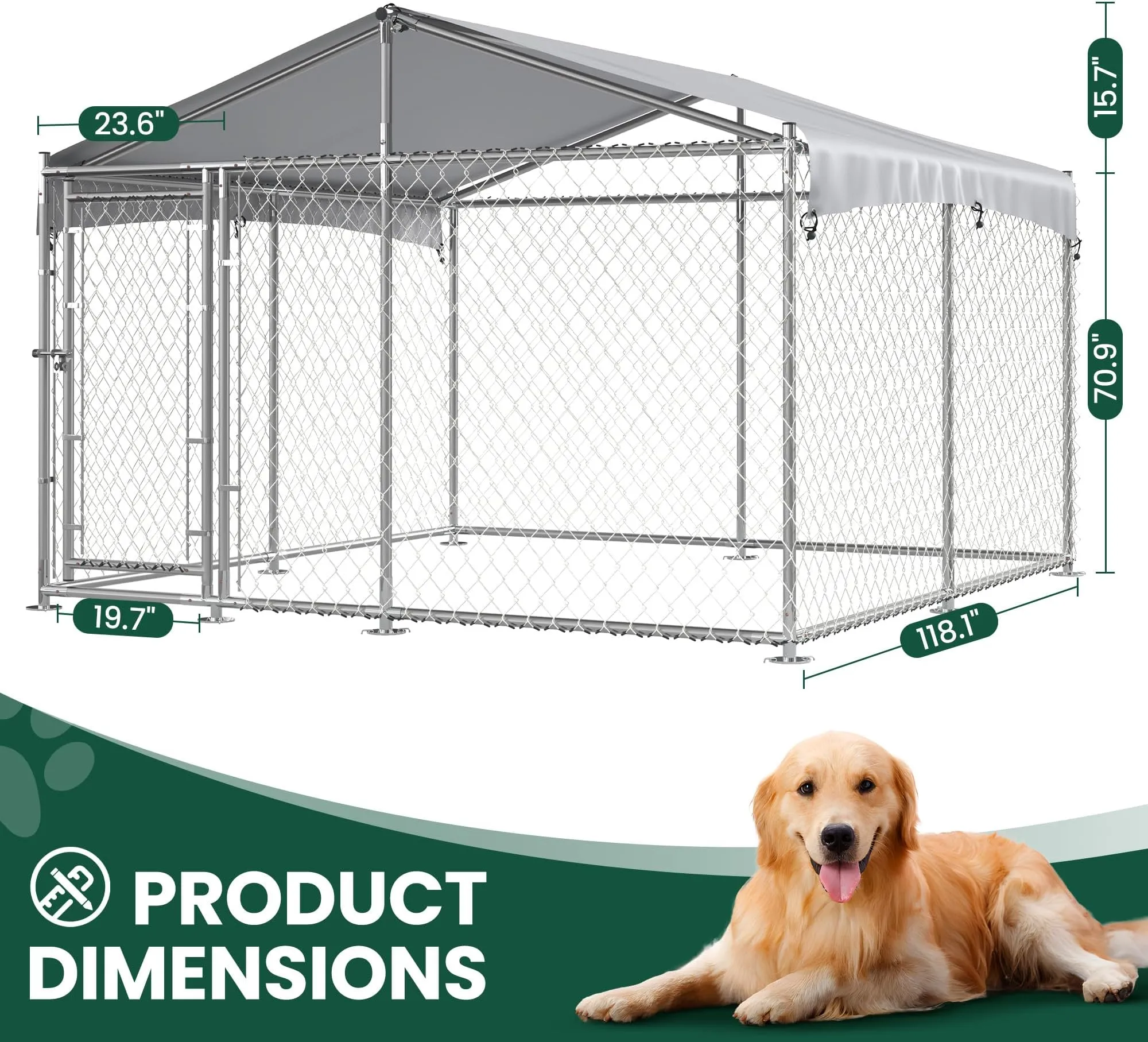 10 X 10 Heavy Duty Galvanized Chain Link Dog Kennel Enclosure For