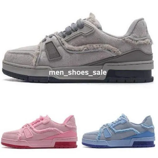 Traineurs de créateurs de luxe Skate Sneakers Low Top Chaussures décontractées Plate-forme de Mobaye Mentide Femmes Luxe Denim Grey Blue Blue Louboutine Virgil Taille 36 - 45