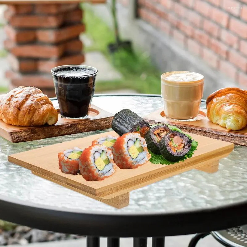 Tassen Sushi Tablett Kuchen Bambus Servierplatte wiederverwendbarer Halter Sashimi Gericht