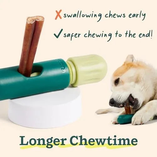 Carrot Shaped Bully Stick Holder For Dogs - Heavy Duty Chew Toy For Medium/Large Breeds, Prevents Choking, Includes Licking Grooves