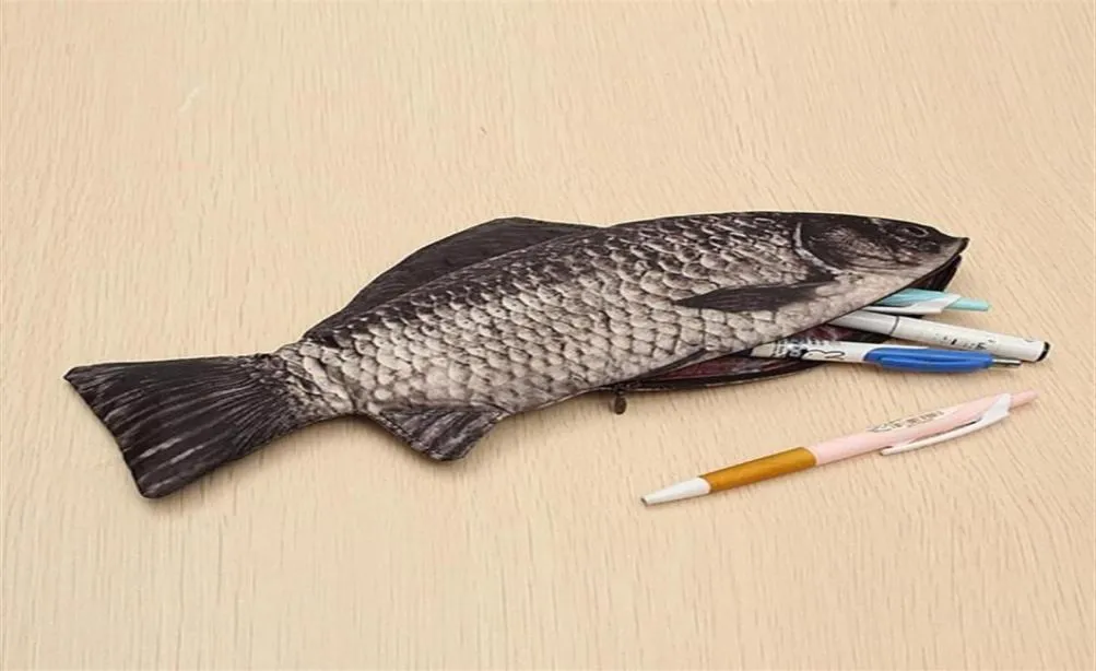 저장 가방 잉어 펜 가방 현실적인 생선 모양 메이크업 파우치 연필 케이스가있는 지퍼 메이크업 캐주얼 선물 세면기 워시 핸드 ba3837926