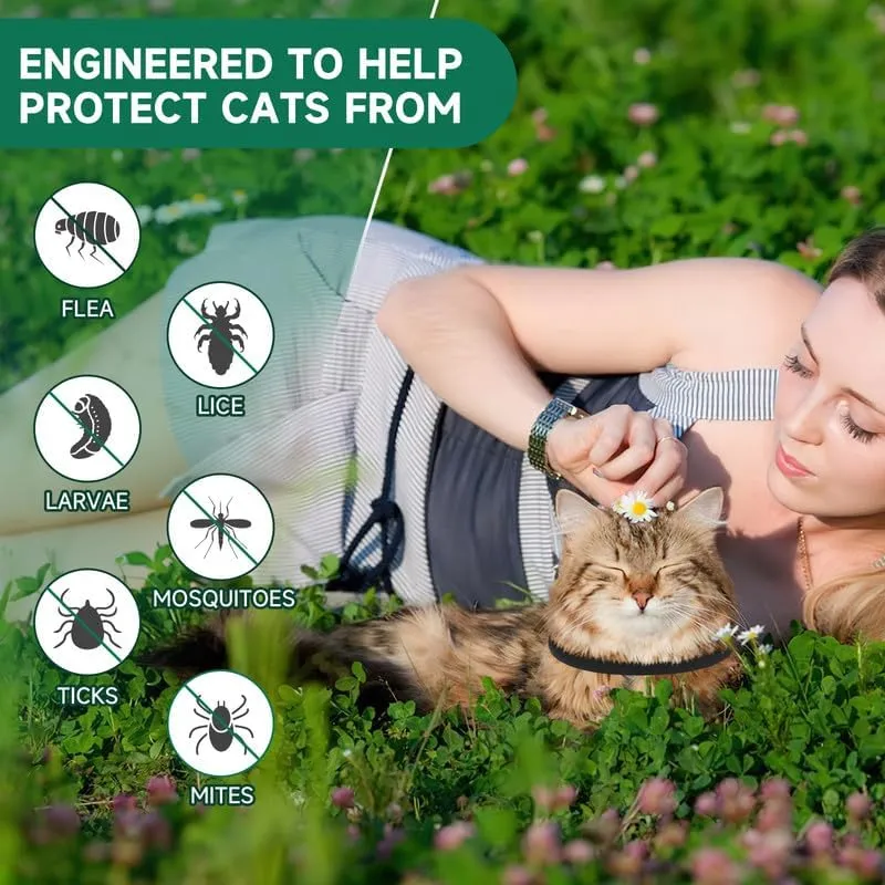 4-Pack Cat Flea Collars - 8 Month Protection Waterproof Adjustable Flea & Tick Prevention For Cats