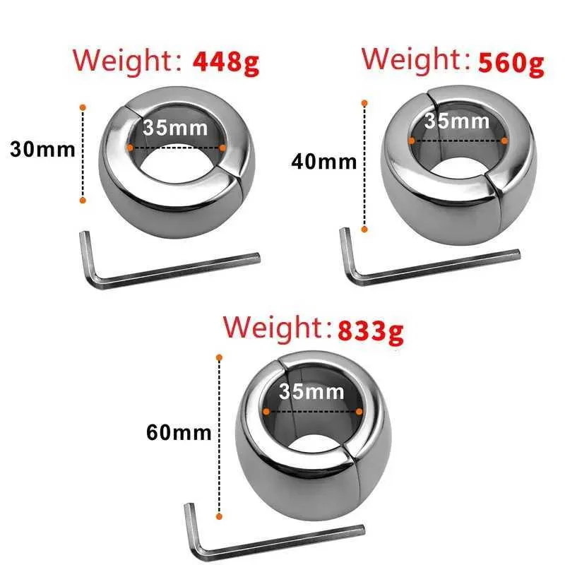 Nxy cockrings roestvrijstalen testbalkogel brancard scrotum penis terughoudendheid pik ring metaal vergrendeling hanger gewicht seks speelgoed voor mannen plezier 240427