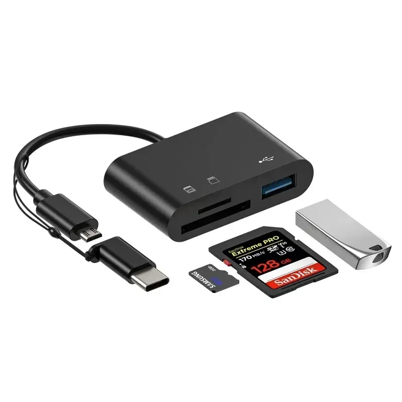 Micro USB Type C Adapter USB TF SD-kortläsare USB-C Memory Card Adapter för MacBook Samsung Huawei Xiaomi Laptop Phone