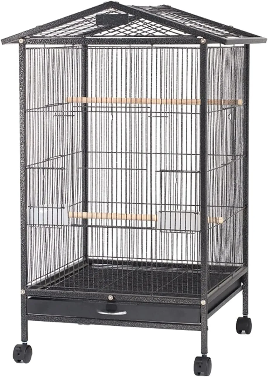 Image showcasing Large Birdcage Play Top: Metal Parrot Cage For Cockatiels, Macaws ...