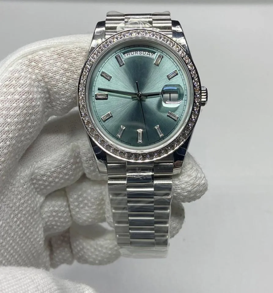 2020 Reloj de lujo BP Factory Diamond Bisel Daydate Ice Blue Dial Swiss 2836 Movimiento automático de 40 mm Watch7568646