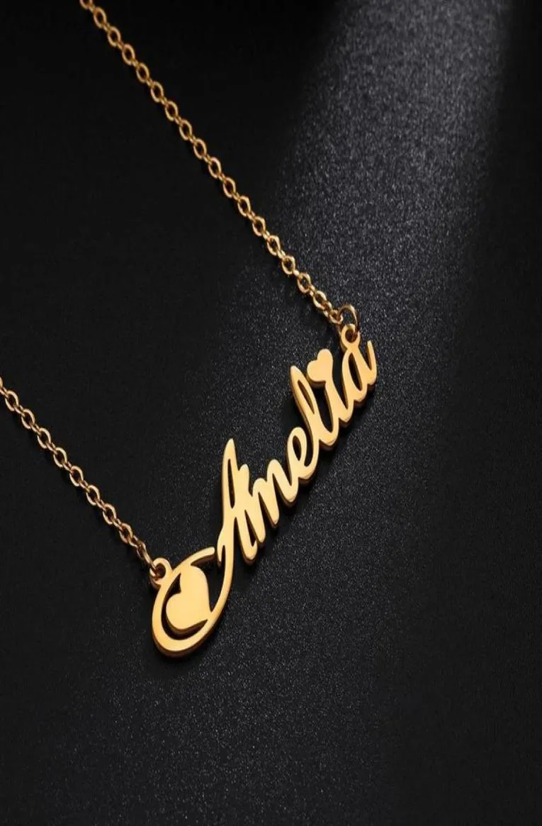 Nome personalizável personalizado pendente de aço inoxidável colar de ouro feminino letra coroa jóias personalizadas presente7865609