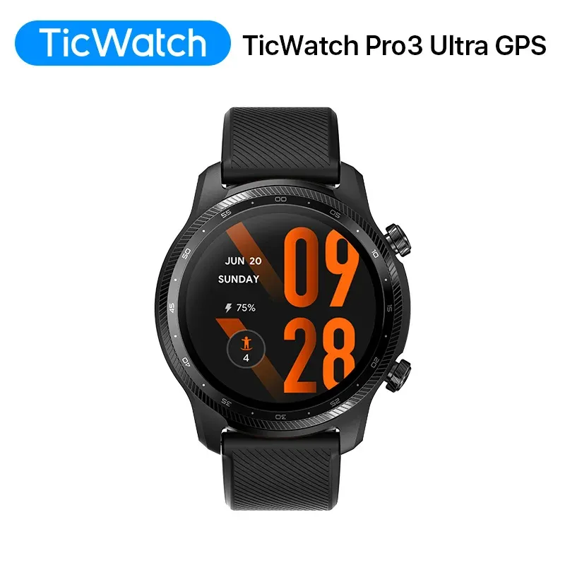 Montres Ticwatch Pro 3 Ultra GPS (rénové) Wear Os Smartwatch Men Qualcomm 4100 Mobvoi Dual Processor System NFC Watch Blood Oxygen