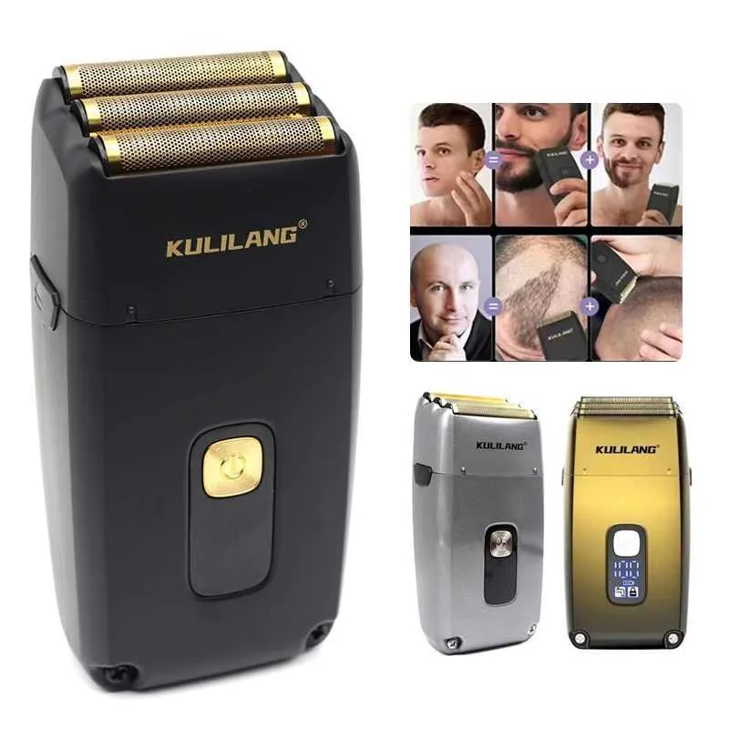 Haar Trimmer Kulliang R11 (F) Professionele herenbaard Reciproceding 3-Blade Razor System Clip Washable Electric Q240427