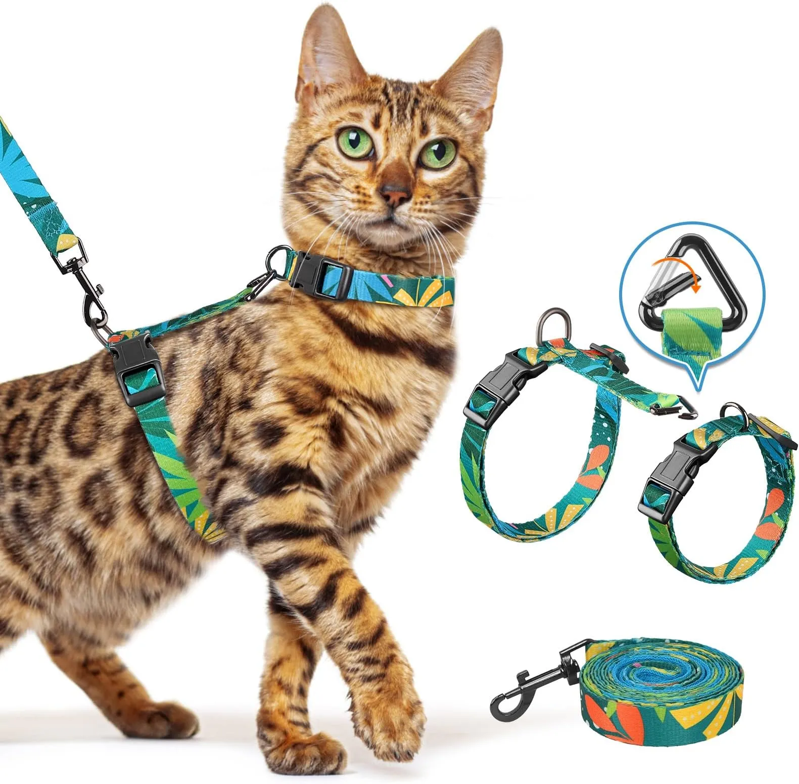 Halypet Cat Harness and Leash Set, 3 in 1 Adjustable Lightweight Escape  Proof Harness for Large Cats, Hawaii Green from Dhgate Cat Leashes &  Harnesses - price 10.73