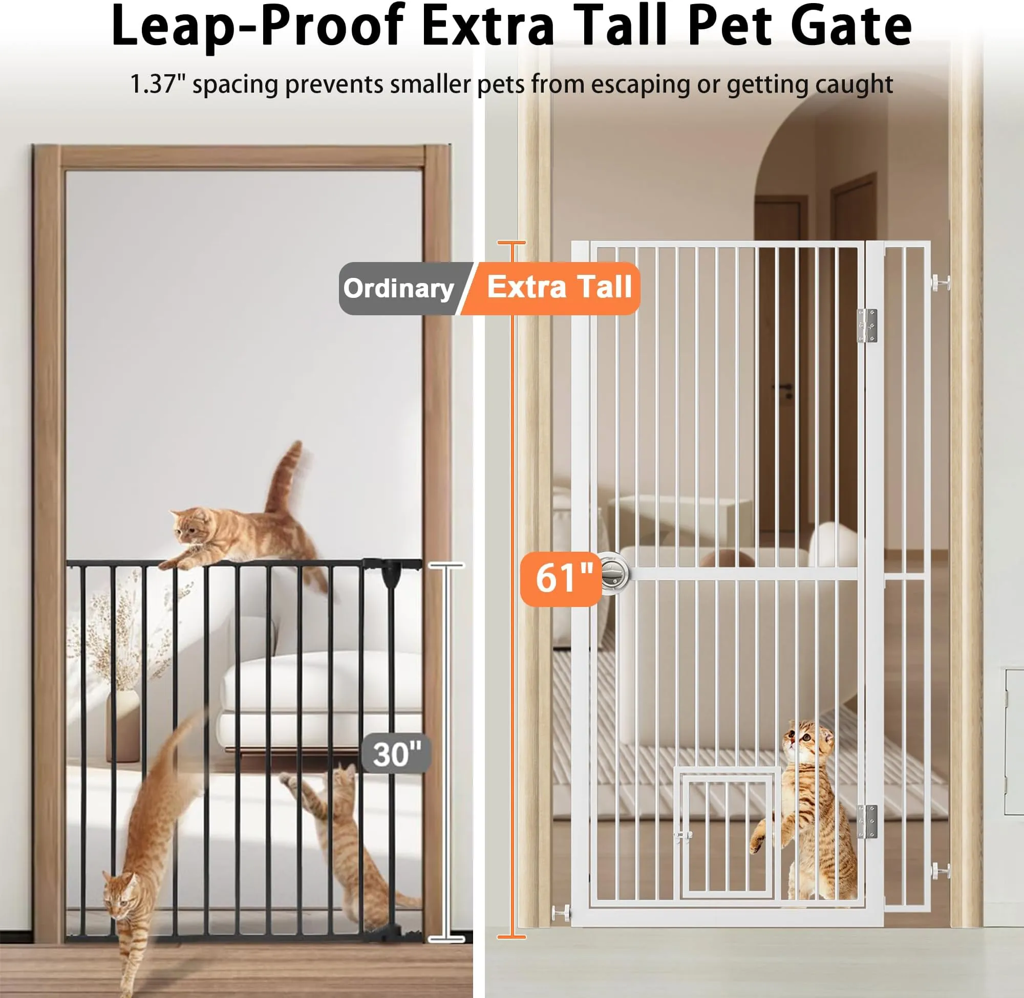 Pet Gates Long Baby Gate With Door Tall Cat Gate 59inch Extra Tall