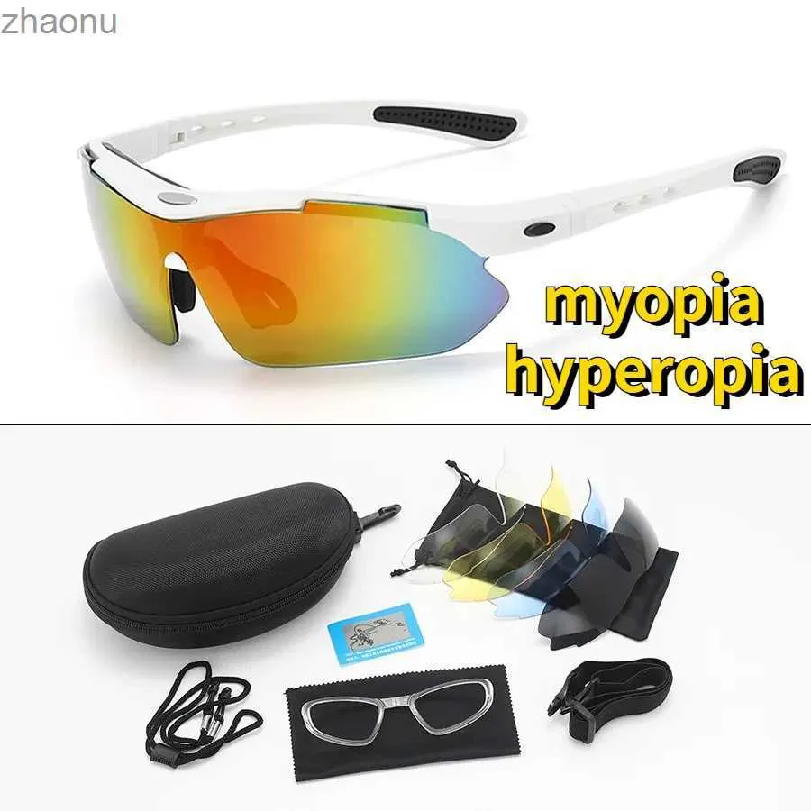 Óculos de sol Miopia Customized Glasses destacável 5 lentes UV400 Visão noturna Visão ao ar livre Polarização de bicicleta de bicicleta de bicicleta Glassesxw
