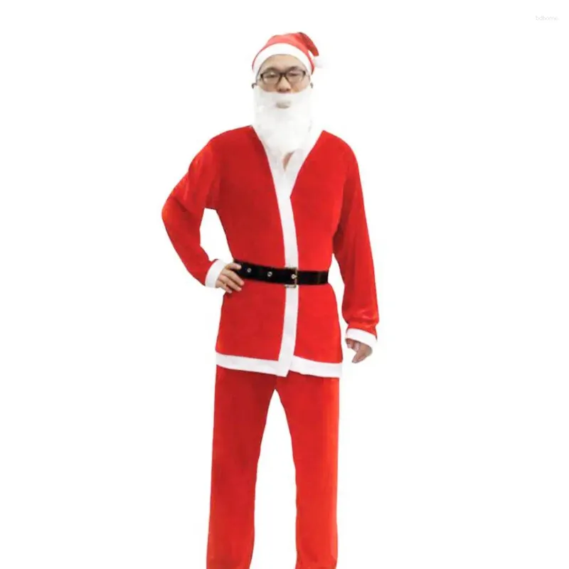 Party-Dekoration 5pcs/Set Männer Weihnachtskostümfest Santa Claus Weihnachtsanzug Atmosphären Kleidung Nicht gewebter Stoff Geschenk