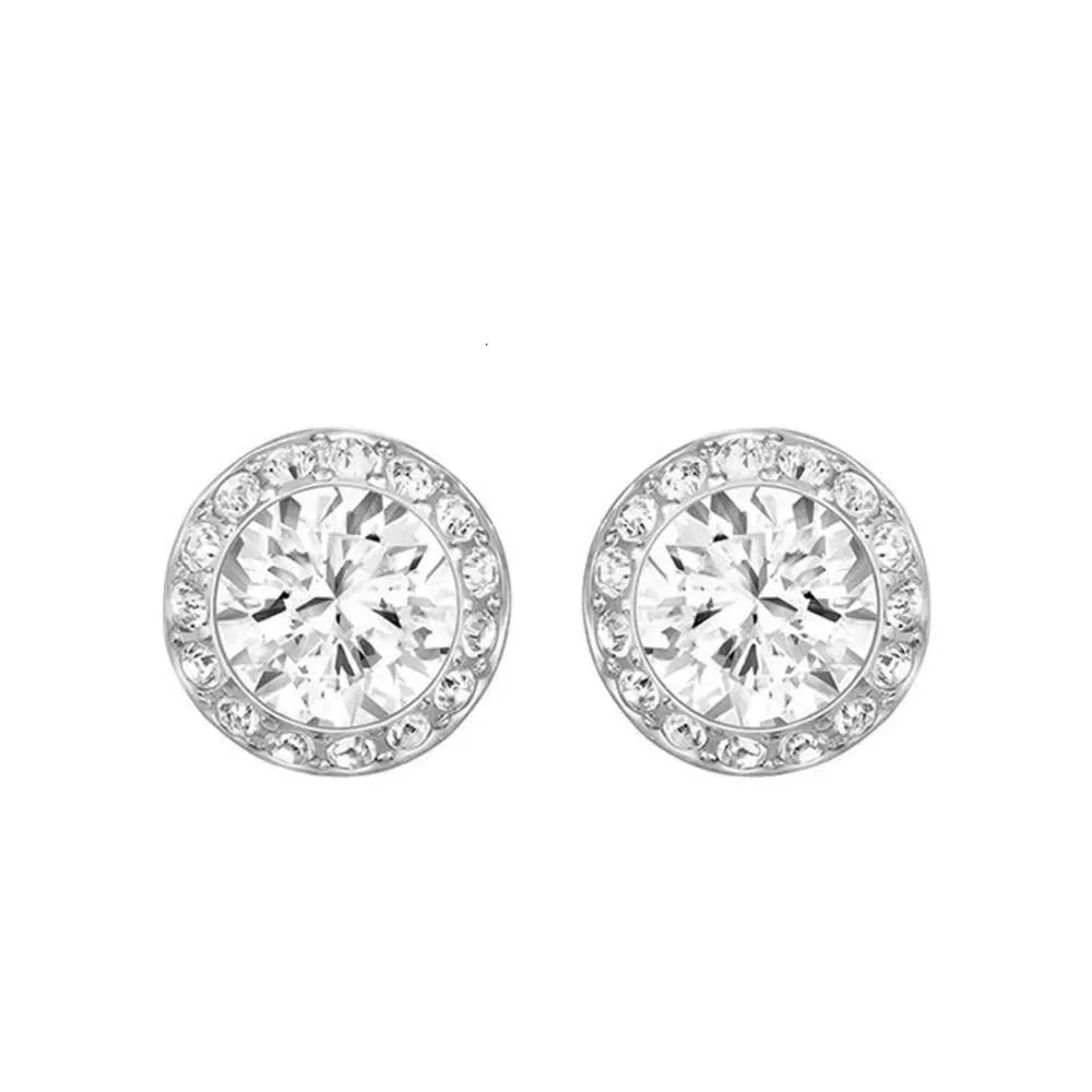 Designer Swarovskis Jewelry Simple Single Diamond Round Earrings for Women Using Swarovski Crystal Romantic Fresh Earrings