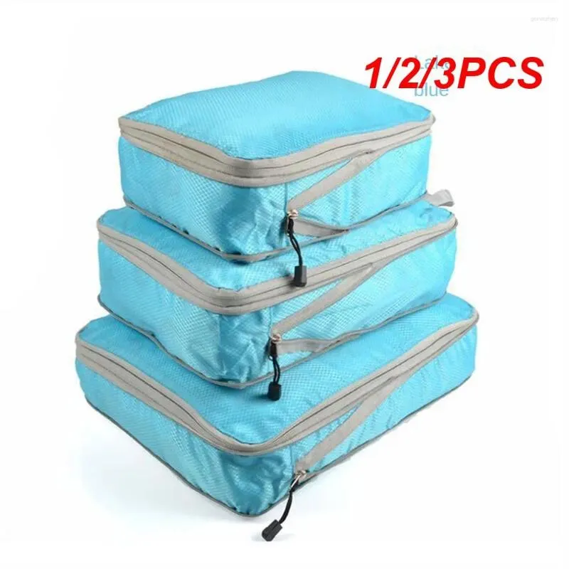 Sacos de armazenamento 1/2/3pcs de grande capacidade Bolsa de viagem compressível Cubo de mala de nylon impermeável dobrável Nylon portátil