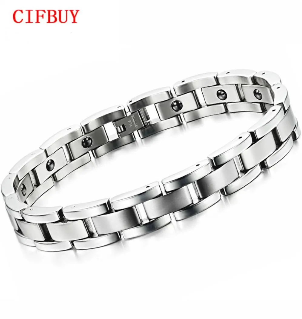Jewelry Magnet Stone Man Bracelet Classical Stainless Steel Energy Balance Link Chain Bracelets For Men Health Care GS80124086491