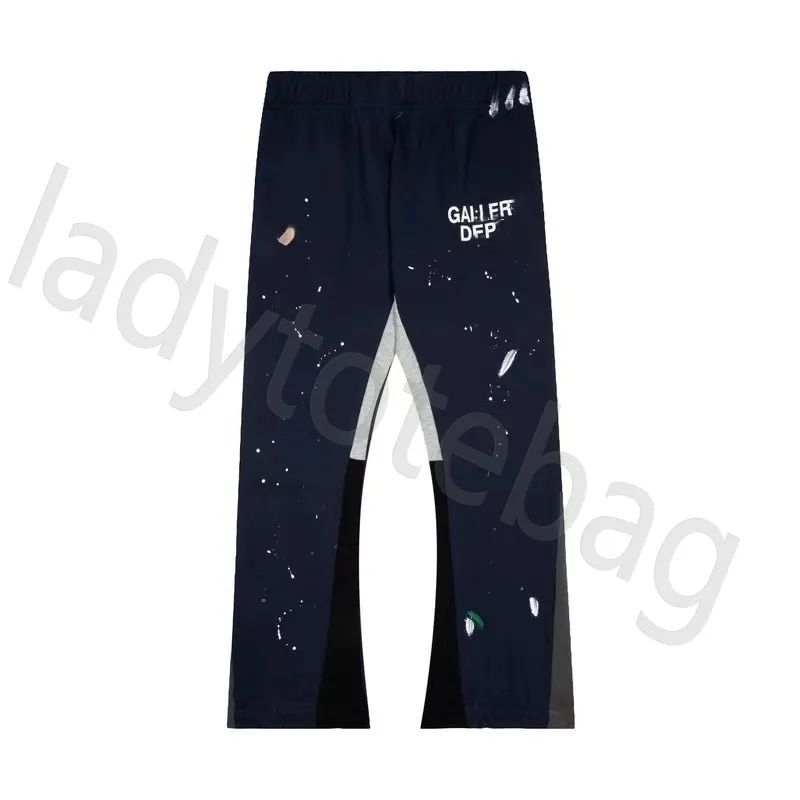 Calça de tecnologia jeans masculino calça calça de moletom nova letra manchada de letra impressão de algodão casal feminino solto versátil casual calças de outono reto