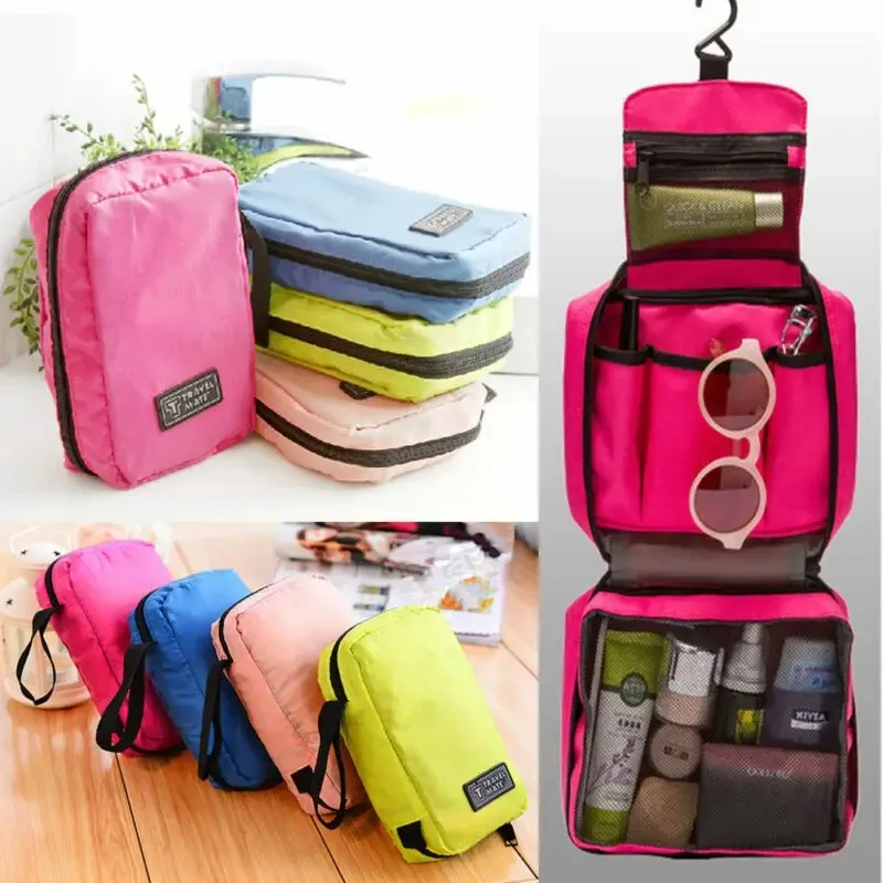 Portable Waterproof Makeup Storage Bag Women Travel Camping Toiletry Hanging Wash Portable Makeup Cosmetic Storage Bag