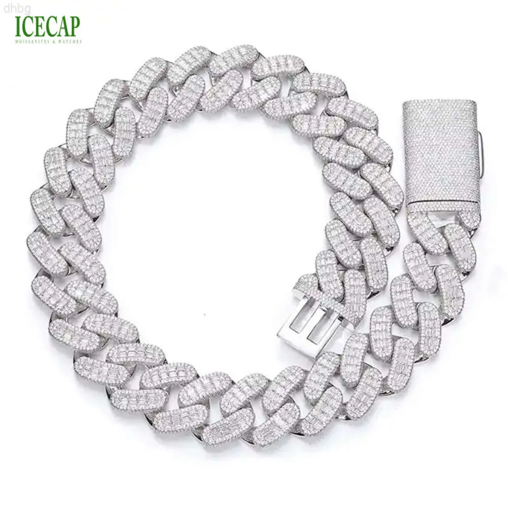 Trendig 925 silver kubansk länkkedja hiphop mode smycken halsband is ut diamant moisaanit anpassad halsband för män