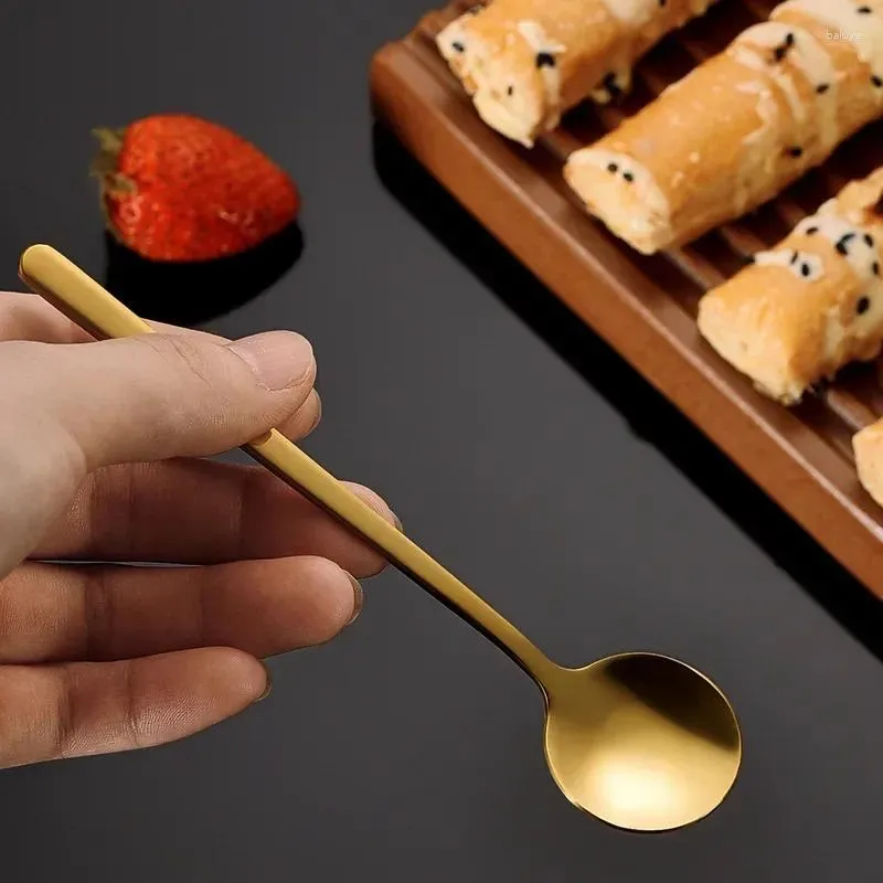 Spoons Stainless Steel Gold Coffee Small Round Korean Mixing Honey Bird's Nest Mug Spoon
