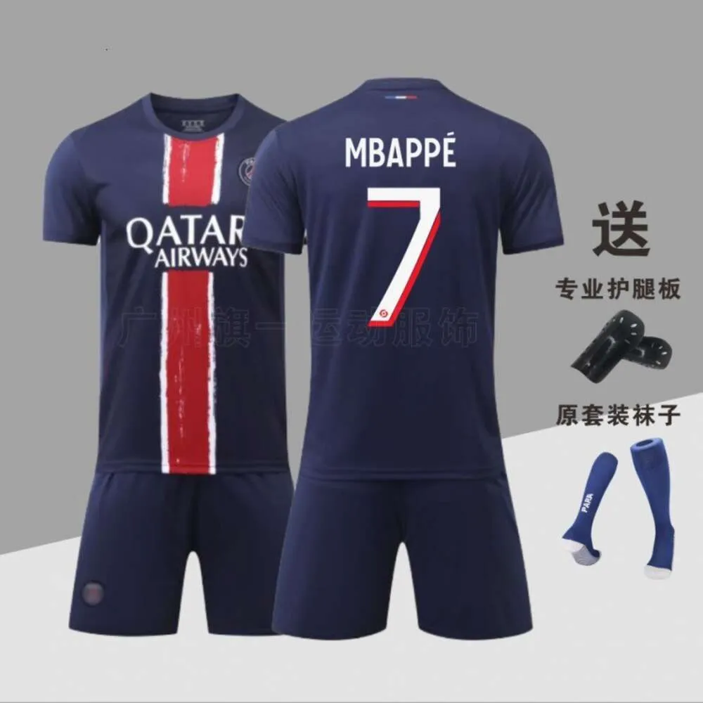 Jerseys de futebol Mensu -tenos 2425 Kits de casa Paris No. 7 MBAPPE No. 10 Dembele adulto e infantil kits unissex Conjunto