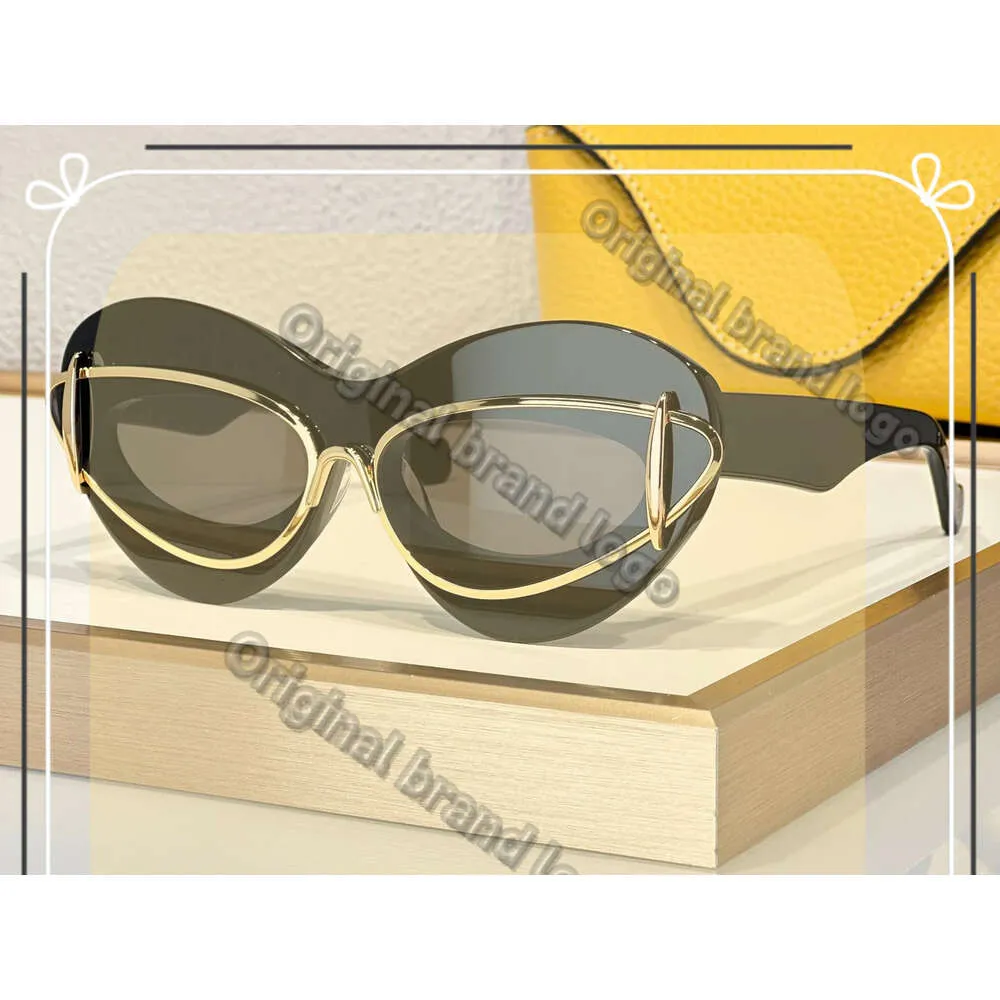 Créateur de mode Loeweee Sunglass pour femmes Acetate Metal Frame Cat Loewew Sac Eye Glass Summer Avant-Garde Personnalité Style Quality Anti-Ultraviolet avec 129
