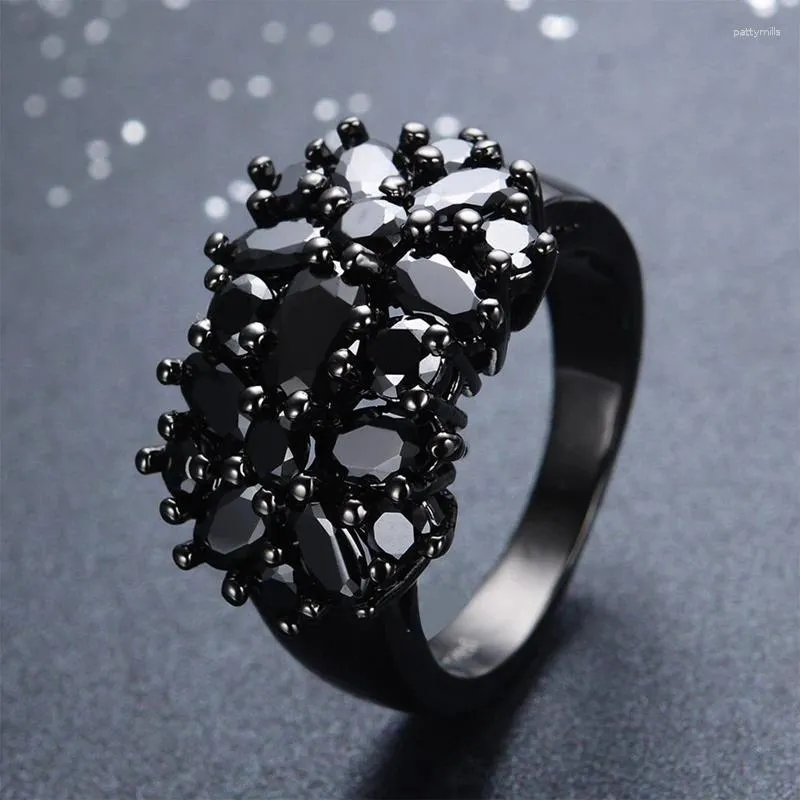 Cluster Rings Fashion Unique Female Black Oval Inlaid Cross Border Vintage Big Wedding Jewelry Gifts For Women Men