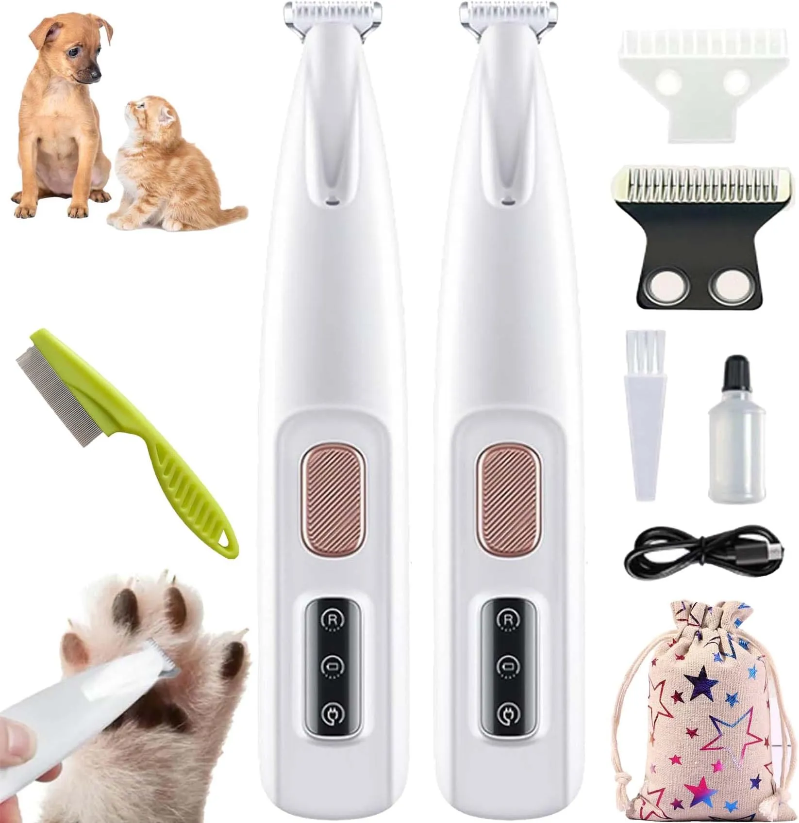 Tondeuse Pour Chien Et Chat Klyvers – Ultra-silencieuse, Rechargeable USB, étanche, Avec Lumière LED