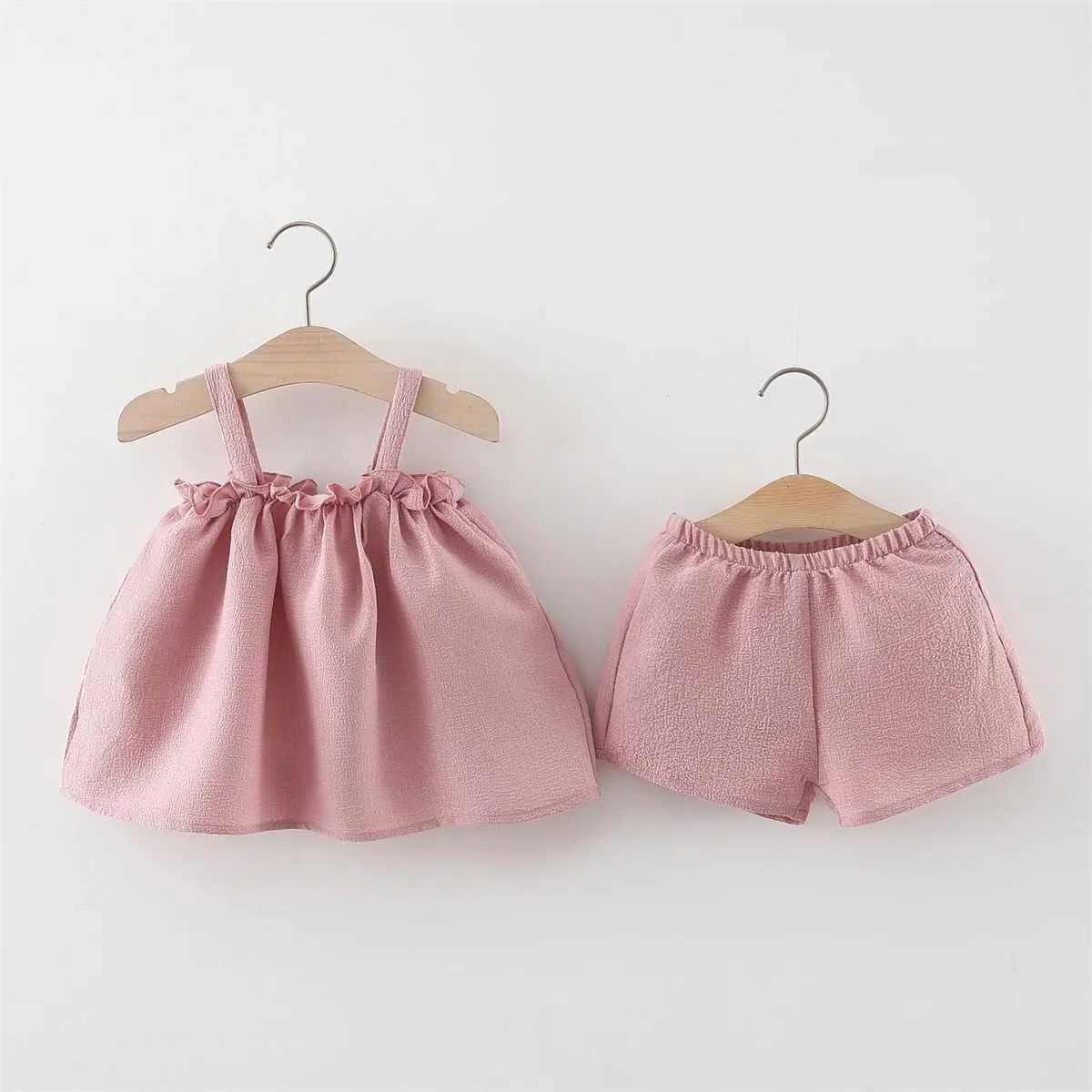 Robes de fille d'été bébé fille set enfant couleur couleur suspension shorts décontractés de vêtements d'extérieur décontractés