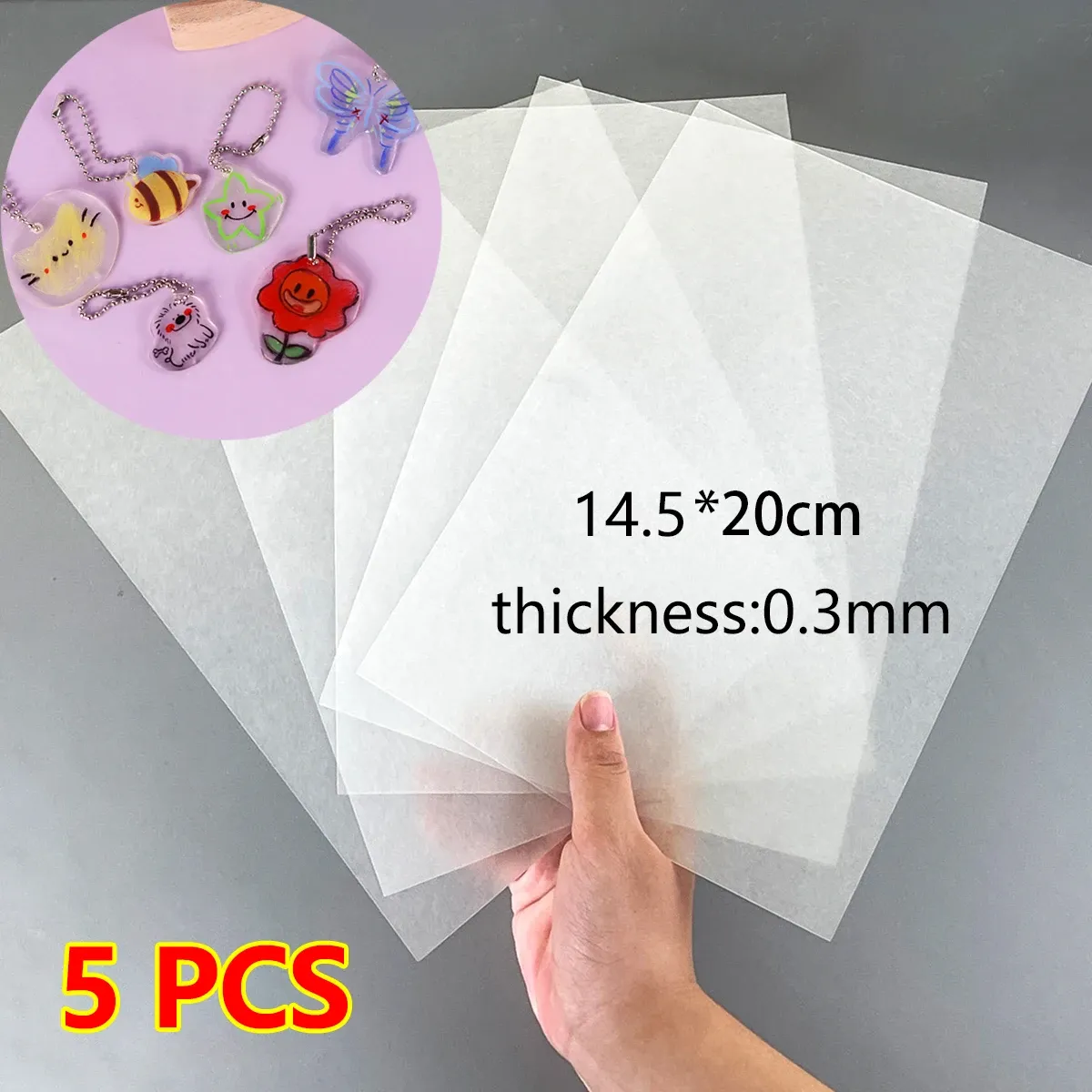 A gravação de 5pcs encolhimento folhas de plástico divertidas térmicas encolhimento de filme translúcido em branco de filme de arte em branco para DIY 14.5x20cm