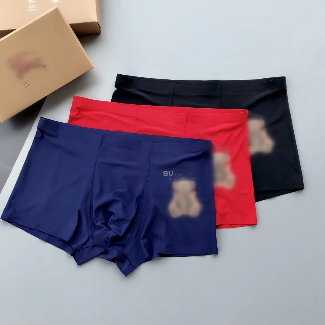 Designer ondergoed boksers luxe print microvezel katoenen kruis zomer traceless onderbroek 3 stks met doos gemengde kleur.